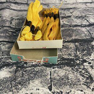 Vintage Star Six Strand Cotton American Thread YELLOW Floss 12 Skeins